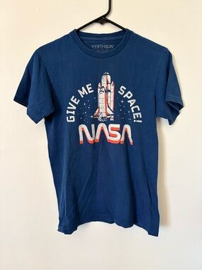 Fifth Sun Blue Graphic Tee with White and Red Accents